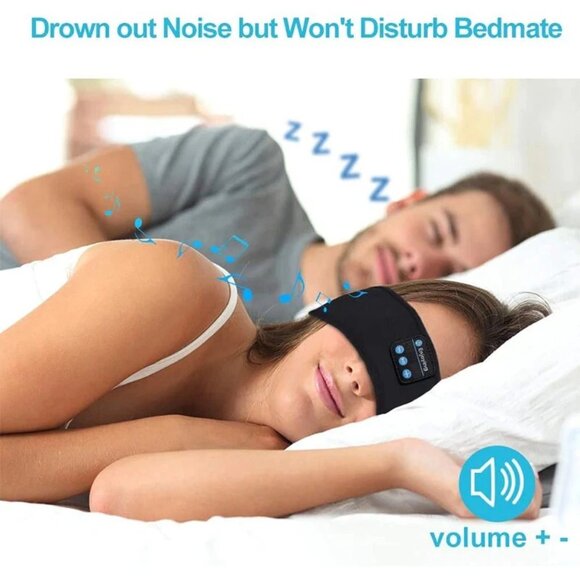 Sleep Bluetooth Headband/Eye Mask Headphones Side Sleeping Running Workout Soft - Picture 6 of 9